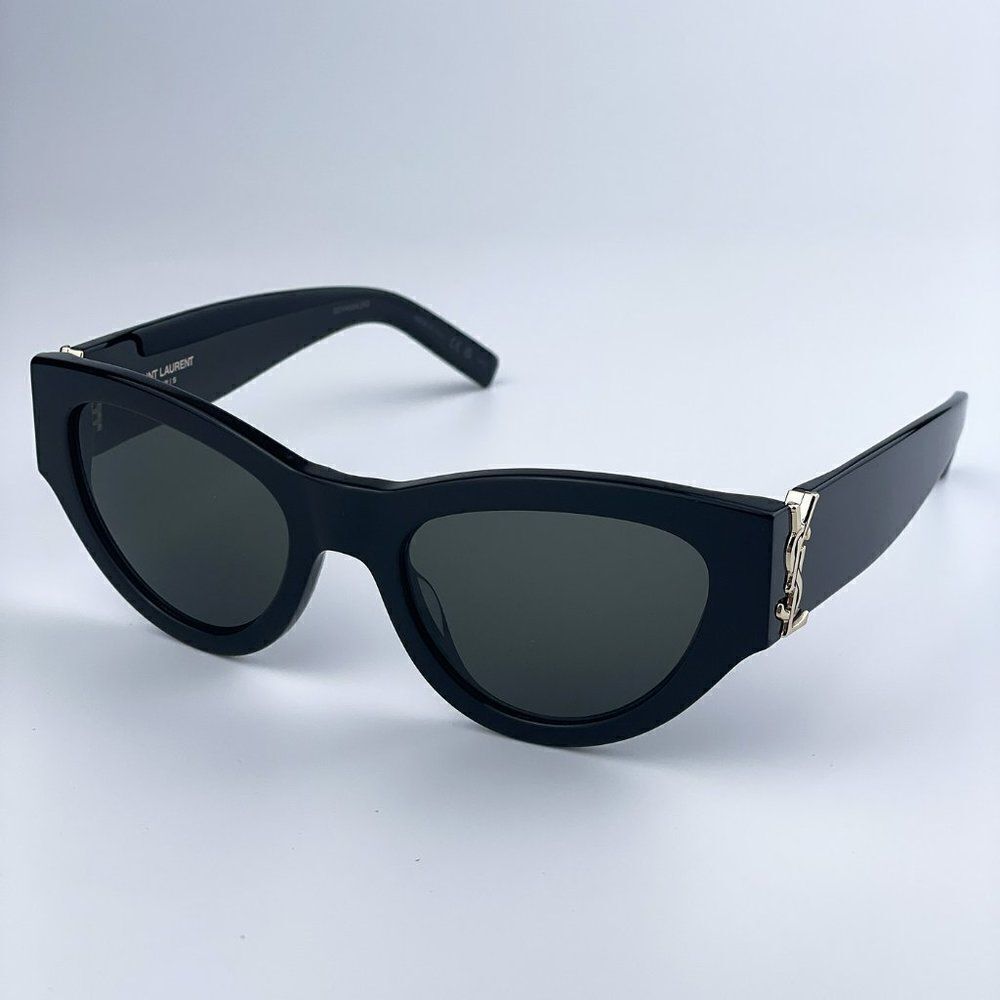 NEW Saint Laurent SLM94 001 Black Grey Cat Eye Women Sunglasses - Picture 9 of 17